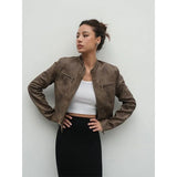 Retro Braune Wildlederjacke für Frauen Spicy Girl Look