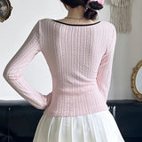 Zarter Strick Pullover im Lolita-Stil mit Schleifen-Dekor