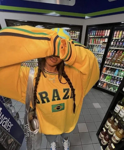 Brasilien Hoodie für alternative Fashion Y2K