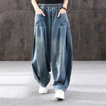 Indie-Style Oversize Jeans mit weitem Bein und asiatischem Flair