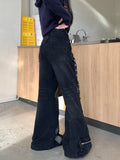 Cyber Y2K Baggy Cargo Jeans für Frauen Schneidige Patchwork