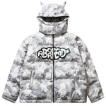 Y2K Kapuzenjacke mit Teufelshörnern Camouflage