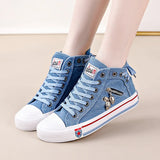 Denim-Sneaker emo patchwork hellblau stil emo