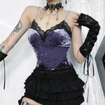 Gothic Top aus Samt mit Spitzen