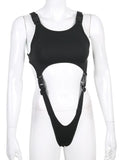 Trendiger Cut-Out Bodysuit mit Schnallen