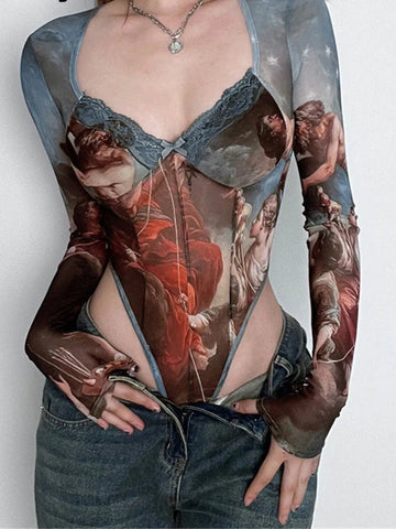 Artistic Mesh Bodysuit für alternative Stile