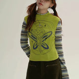 T-Shirt Acubi Style Grün Gestreiftes