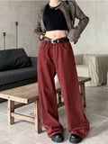 Y2K Rote Oversize-Jeanshose für Damen im Baggy-Stil