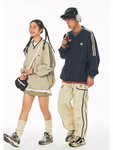 90er Jahre Sport Streetwear jack in Beige und Schwarz für Frauen