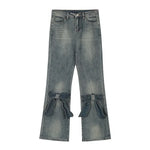 Y2K Vintage Jeans mit Schleifen-Patchwork und Schlag