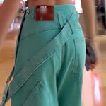 Vintage Gebrochene Y2K Baggy Jeans Frauen grün