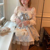 Zauberhaftes Lolita-Kleid mit Puffärmeln und Schleifen-Detai