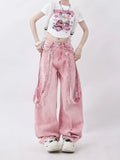 Pink Cargo Jeans Y2K Oversize Damen