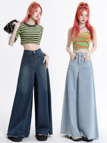 Oversize-Jeans im Goth & E-Girl StilHigh Waist mit weitem Bein