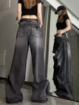 Hochtaillierte Wide Leg Jeans im Grunge-Stil mit Rissen für edgy Look