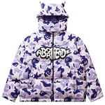 Y2K Kapuzenjacke mit Teufelshörnern Camouflage