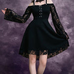 Schwarzes Gothic-Kleid mit Spitze für Frauen