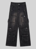 Cargo hose jeans E-Girl OVERSIZE Schwarz ausgewaschen mit Träger