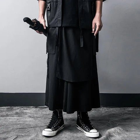 Unisex Techwear-Hose im Gothic-Stil mit Weitem Bein