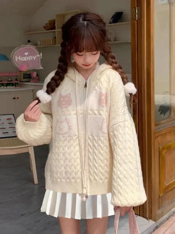 Kawaii Zipper Cardigan für süße Mädchen Japanischer Style