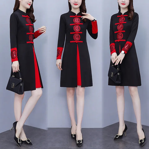 Verbesserte Cheongsam Chinesische Qipao Rote und schwarze