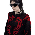 Goth Satan Club Gestrickter Pullover mit Lochdetails