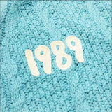 Vintage Soft-Girl Strickjacke im 1989-Design – Pastellblau