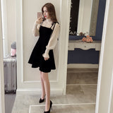 Koreanisches Kleid Elegant schwarz kurz