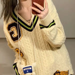 Vintage College-Pullover im Preppy-Stil für Damen