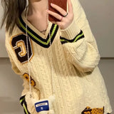 Vintage College-Pullover im Preppy-Stil für Damen