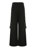 Streifen Schwarzes und Rosa Baggy E-Girl-Hose mit Tasche