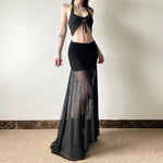 Damen Gothic Rock mit transparentem Mesh