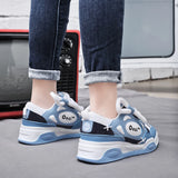 Stylische E-Girl Sneaker in Blau mit dicker Sohle