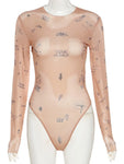 E-Girl Langarm Bodysuit mit einzigartigem Print