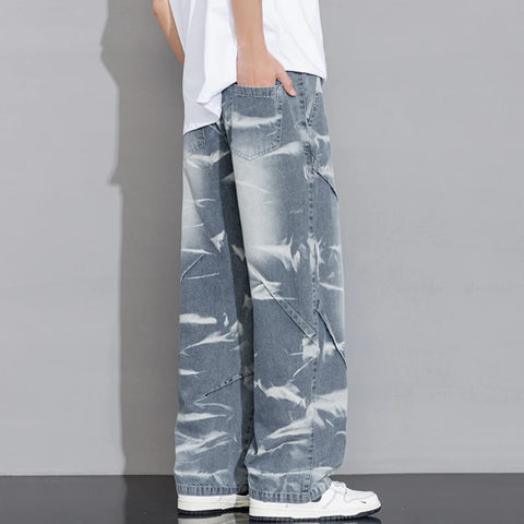 Lockere Tie-Dye Jeans für Herren mit großen Taschen