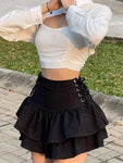 High-Waist Gothic-Rock mit Bandagen-Design im E-Girl Y2K-Sti