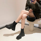 Schwarze Chelsea Boots mit Chunky Heel im Grunge-Stil