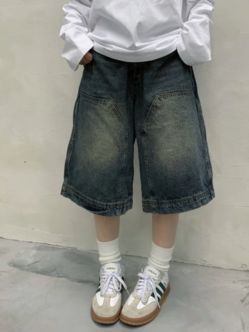 Y2K Vintage Baggy Shorts Jeans Damen Weite Bein Streetwear