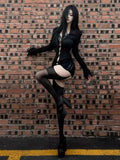 Sexy Schwarzes T-Shirt egirl mit Cut-Outs