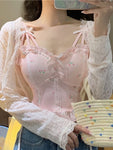 Zauberhaftes Soft-Girl Spitzen-Top in Rosa mit Lolita Flair