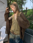 Oversized Strick-Cardigan im Fairy-grunge-Look mit Lochmuster