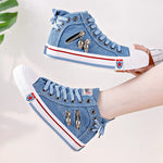 Denim-Sneaker emo patchwork hellblau stil emo