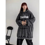 Oversize Gothic Hoodie mit Skelett-Druck in Grau