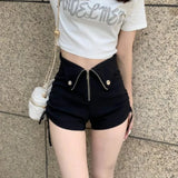 E-Girl Stil Taillenhoch geschnittene Shorts mit Reißverschluss