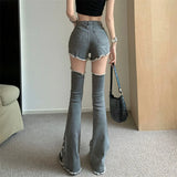 Acubi styl Jean-Shorts mit Leg Warmers