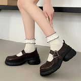 Braune Lolita Schuhe mit Herz-Schnalle