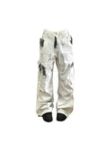 Damen Cargo Jeans in Weiß im Y2K-Stil mit Hoher Taille