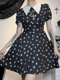 Gothic Lolita Kleid mit Kragen im Wednesday-Stil