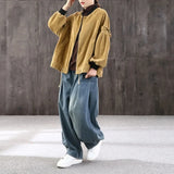 Indie-Style Oversize Jeans mit weitem Bein und asiatischem Flair