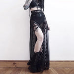 **Edgy Schwarzer Hängerock im Y2K Stil – Goth, Grunge, mit Eyelets und Split für deinen alternativen Look**